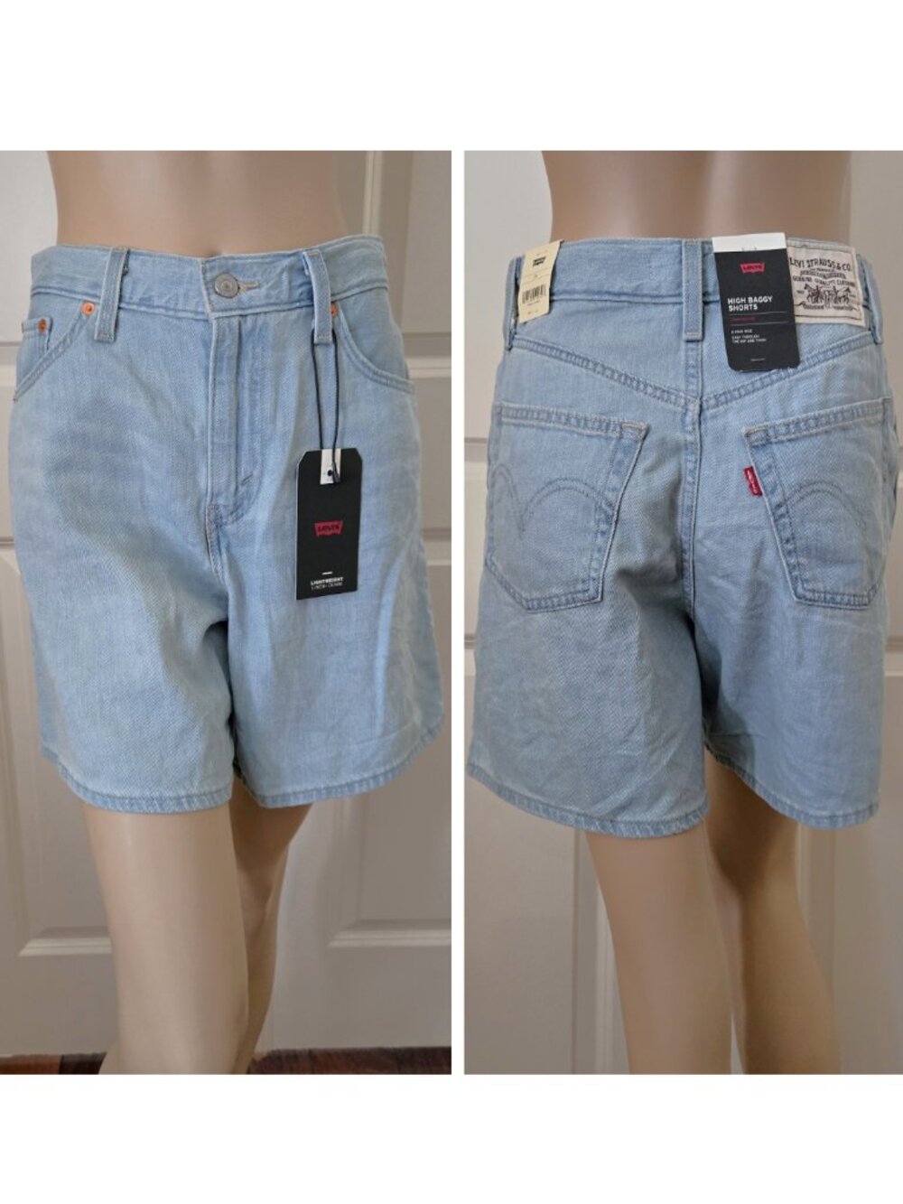 Levi's  High Rise Baggy Linen Blend Denim Lightweight Shorts SZ 26
